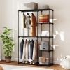 Afbeelding van HOMCOM Draagbare Stoffen Kast met Kledingstang en Planken, Zwart, 111 x 43 x 185 cm