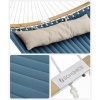 Afbeelding van SONGMICS gewatteerde hangmat voor 2 personen met bamboe spreidstangen en kussen, blauw/beige