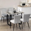 Afbeelding van HOMCOM 4-delige set eetkamerstoelen, grijze velvet eetstoelen met rugleuning