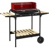 Afbeelding van Outsunny Houtskoolgrill van metaal, 103L x 47B x 95H cm, rood, met pijnboomhout