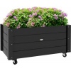 Afbeelding van Outsunny - Plantenbak van Dennenhout met Wielen - Zwart