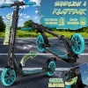Afbeelding van RE:SPORT® Cityroller voor kinderen en volwassenen met LED, bel en draagband | Opvouwbare scooter met