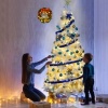 Afbeelding van COSTWAY 240 cm Kunstkerstboom - Witte Dennen met Metalen Standaard, Opvouwbaar voor Kerstdecoratie