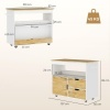 Afbeelding van HOMCOM Keukentrolley met werkblad, laden, soft-close deur en handgreep, 107x50x85cm, eiken