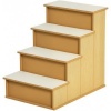 Afbeelding van PawHut Huisdiertrappen MDF, kort pluche 40L x 59B x 54,2H cm Natuurhout