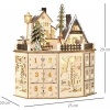 Afbeelding van HOMCOM Kerst Adventskalender Multiplex 25B x 20D x 29H cm Natuurhout