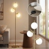 Afbeelding van HOMCOM - Staande lamp met 3 lampenkappen en voetschakelaar - Goud