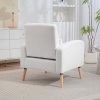 Afbeelding van HOMCOM Loungestoel met lendenkussen, fleece stof, houten poten, wit, voor woonkamer en slaapkamer