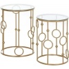 Afbeelding van HOMCOM Bijzettafel Set van Metaal en Gehard Glas 41x41x57 cm Goud