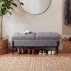 Afbeelding van HOMCOM Opberghocker van linnenstof, metaal - 117x50x44 cm - Grijs