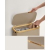 Afbeelding van SONGMICS Slanke wasmand met deksel, 65L, opvouwbaar, bamboe handgrepen, kameelbruin