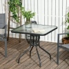 Afbeelding van Outsunny Tuin tafel van metaal, zwart gehard glas