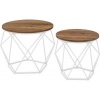 Afbeelding van VASAGLE 2x Ronde Salontafel - Groot en Klein - Stalen Frame - Honingbruin en Wolkenwit