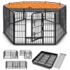 Afbeelding van TRESKO® Opvouwbare hondenloopstal 80 cm met dak en aardankers - 8-delig, eenvoudig te monteren