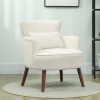 Afbeelding van HOMCOM Fauteuil met rugleuning en afgeronde armleuningen, crèmewit, voor woonkamer en slaapkamer
