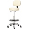 Afbeelding van HOMCOM barkruk - draaistoel met rugleuning - gestoffeerd - beige