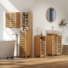 Afbeelding van HOMCOM Bamboe wastafelonderkast met 2 lamellendeuren en verstelbare legplank 60 x 30 x 80 cm