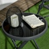 Afbeelding van Outsunny Φ45cm Ronde Opvouwbare Bijzettafel met Imitatie Marmeren Top, Zwart
