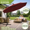 Afbeelding van Tillvex Parasol Ø 350 cm met zwengel, hoes en windbescherming - Waterdicht en UV-beschermend