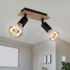 Afbeelding van Plafondlamp Spot Hout 2-vlammen Draaibaar Zwart Bruin E27 21x9x11 cm