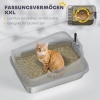 Afbeelding van Pawhut Kattenbak van RVS en Kunststof - 69,8L x 50,3B x 29,8H cm - Grijs