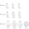 Afbeelding van Kerstballen set van 150 - mat, glanzend, met glitters - plastic - wit - ∅ 3, 4, 6 cm