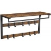 Afbeelding van Wandkapstok met plank en 10 afneembare haken - Vintage Bruin/Zwart