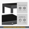 Afbeelding van Outsunny Tuin Eettafel Aluminium, Gehard Glas Zwart
