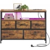 Afbeelding van SONGMICS BELLAH Collectie - Commode met LED-verlichting, 5 lades, vintage bruin-zwart