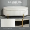 Afbeelding van HOMCOM Opslag Ottoman van Polyester en Metaal, 108x44x43,5 cm, Roomwit