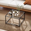 Afbeelding van HOMCOM Salontafel van gehard glas en staal, 68x68x39 cm, zwart