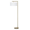 Afbeelding van HOMCOM vloerlamp E27 fitting voor woonkamer, slaapkamer of kantoor, metaal en linnen, goud/wit 153 c