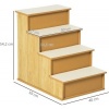 Afbeelding van PawHut Huisdiertrappen MDF, kort pluche 40L x 59B x 54,2H cm Natuurhout
