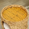 Afbeelding van PawHut Kratztonne 50 cm - Katzentoren met 2 holen en kussen, waterhyacint, voor katten tot 3,5 kg, l