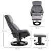 Afbeelding van HOMCOM massagefauteuil met kruk - fluweelachtig polyester, grijs, 76 x 80 x 102 cm