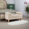 Afbeelding van HOMCOM Polsterbank met Chenille, Armleuning en 2 Kussens, Houten Frame, Beige 115 x 44 x 58 cm