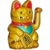 Afbeelding van Maneki Neko - Zwaaiende Gelukskat - 17 x 16 x 26 cm - Gouden Chinese Geluksbrenger