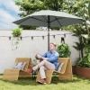 Afbeelding van Outsunny Parasol Ø233 cm, met knikfunctie, windvast, voor strand, balkon en tuin, donkergrijs