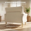 Afbeelding van Homcom Fauteuil van polyester en rubberhout - 103L x 80B x 88H cm - Crèmewit