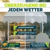 Afbeelding van Tillvex Balkonluifel 150 cm, lichtgrijs, met handslinger, zonder boren, UV-bestendig, waterdicht