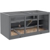 Afbeelding van PawHut Zwerghamsterkooi van Hout met Trappen - Drie Verdiepingen, Grijs 115 x 57 x 55 cm
