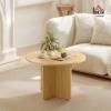 Afbeelding van HOMCOM Ronde Bamboe Salontafel Ø66 cm, Moderne Bijzettafel, Belastbaar tot 120 kg, Natuur
