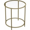 Afbeelding van Vasagle - Glazen Bijzettafel - 50 cm - Ronde Koffietafel - Goudkleurig Frame