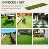 Afbeelding van Outsunny Kunstgras Tegels, Set van 10, Geruit, 30x30 cm, 3,5 cm Dikte, Groen