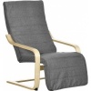 Afbeelding van HOMCOM Accentstoel van Polyester en Berkenhout, Grijs, 66,5L x 94B x 100H cm