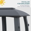Afbeelding van Outsunny Tuinpaviljoen 3 x 6 m met Dubbel Dak en Vliegennetten, Donkergrijs