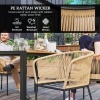 Afbeelding van Outsunny Rattan Tuinmeubelset - Acaciahout, PE-Rattan - 140L x 80B x 74H cm - Natuurlijk+Khaki