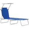 Afbeelding van Outsunny Verstelbare Loungestoel voor Buiten met Zonnescherm - Blauw
