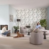 Afbeelding van Erismann Vliesbehang Elle Tropische Bladeren Wit Groen Beige Glans 10332-07