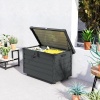 Afbeelding van Outsunny Metalen Tuinbox 295L Waterdicht en Afsluitbaar met Handvatten en Wielen Donkergrijs
